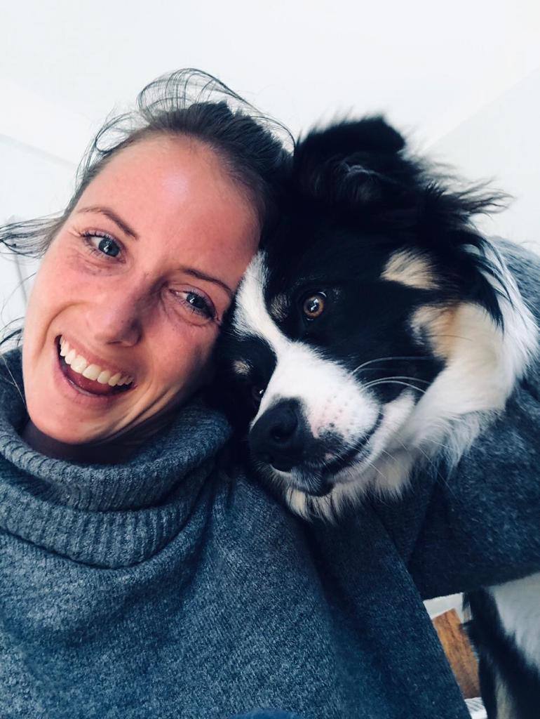 Sam, founder of DogMax, with her Border Collie Zeus